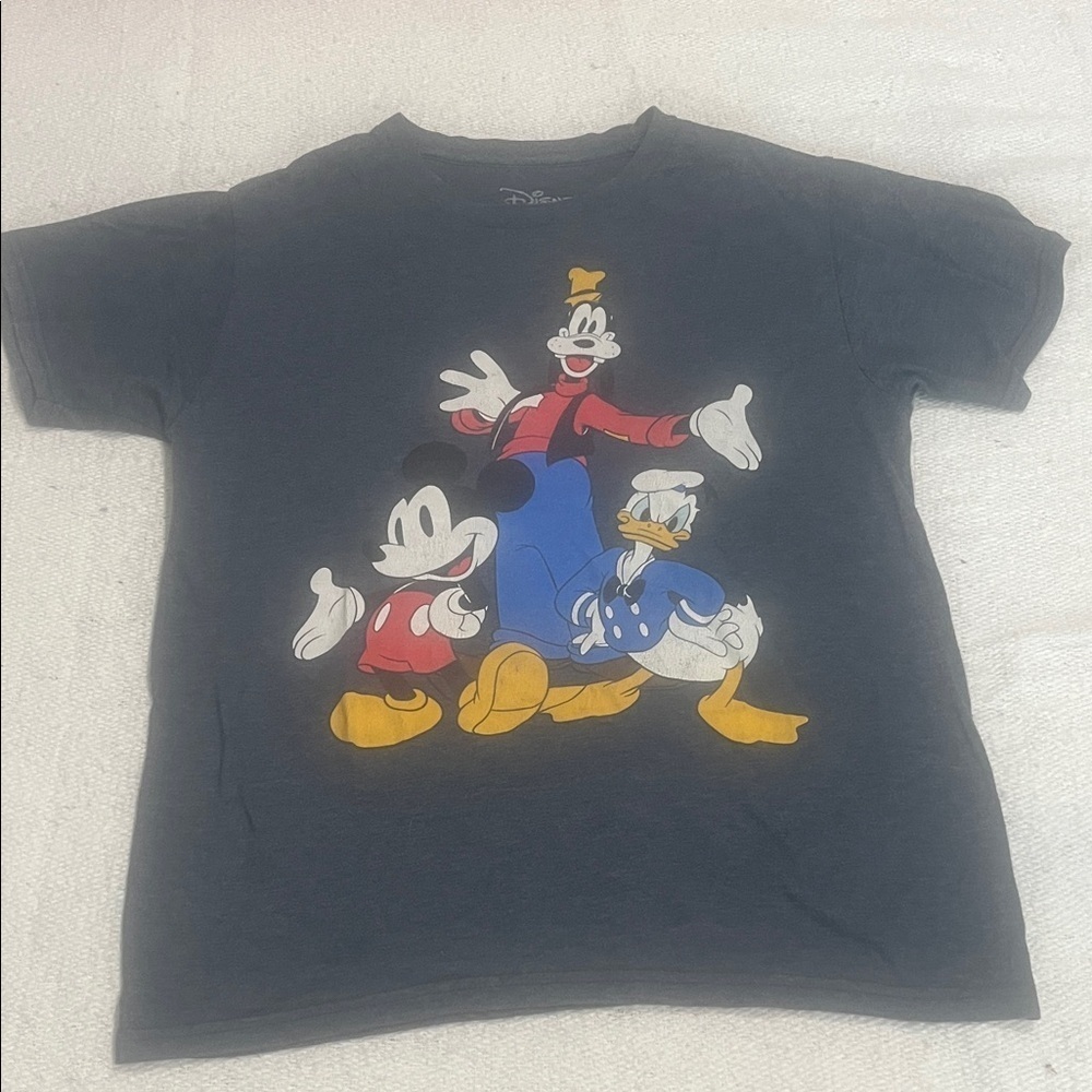 (028)Disney Navy Tee with Mickey, Goofy, and Donald